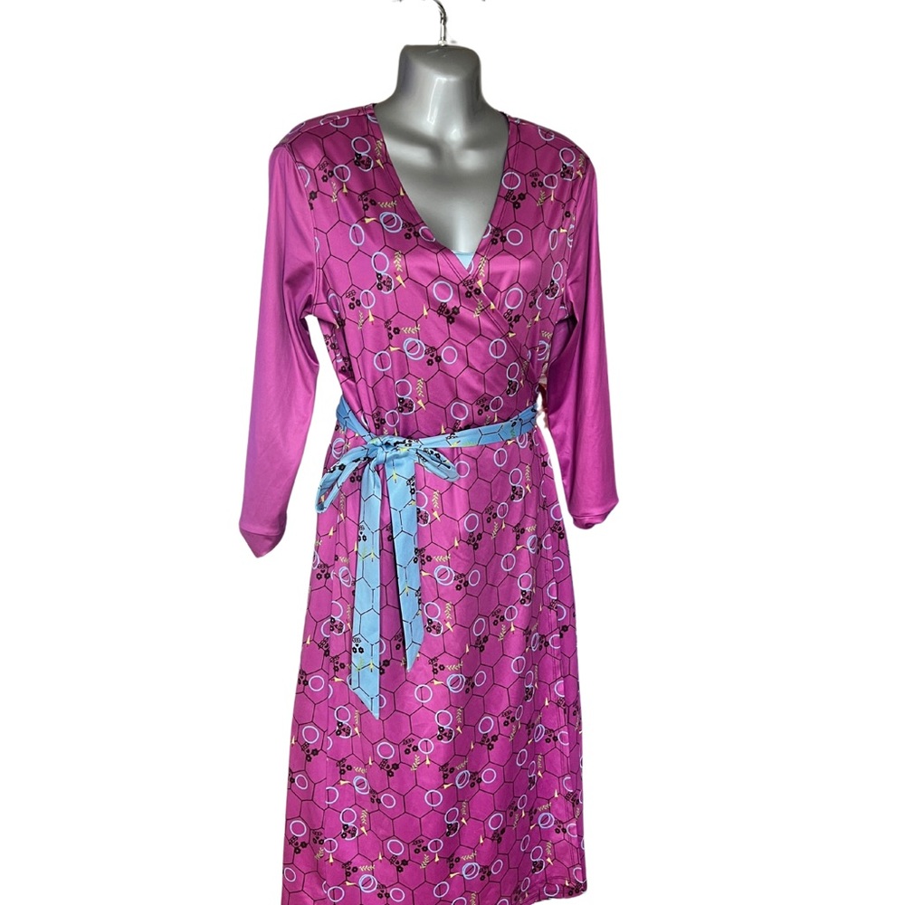 Brand New- wrap dress Pink Geometric Pattern Fabric by FABA-